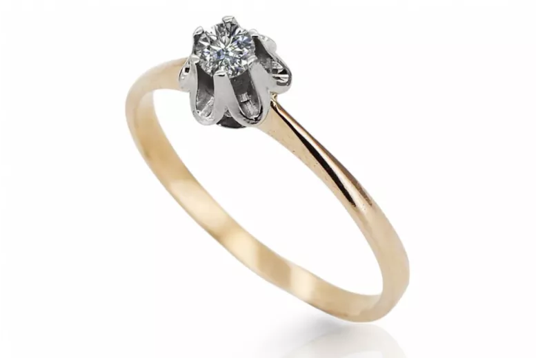 Ring Cubic Zirconia Original Vintage 14k s ružovým zlatom klasický Vintage VRC353